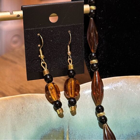 Vintage Handmade Artisan Premium Glass Beaded 36” Flapper Necklace & Earrings - Picture 2 of 5